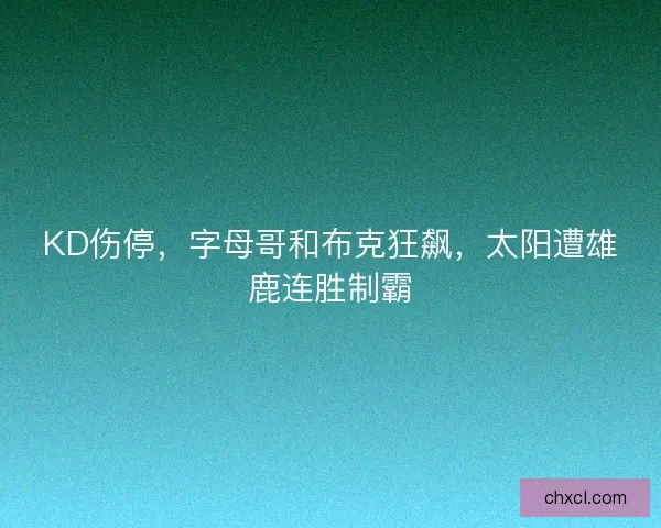KD伤停，字母哥和布克狂飙，太阳遭雄鹿连胜制霸