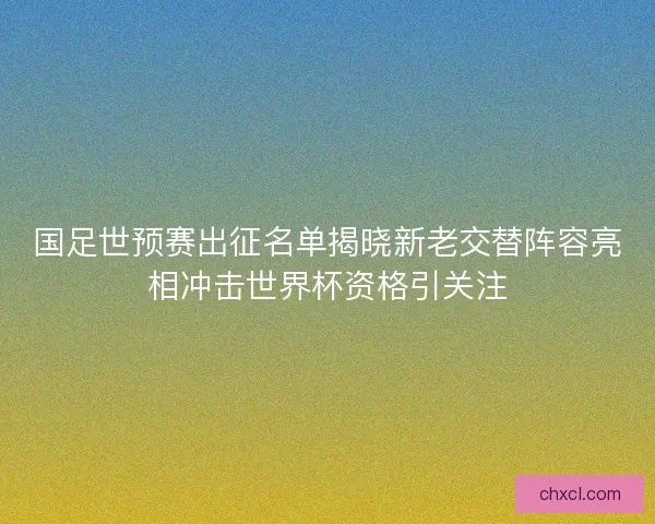 国足世预赛出征名单揭晓新老交替阵容亮相冲击世界杯资格引关注