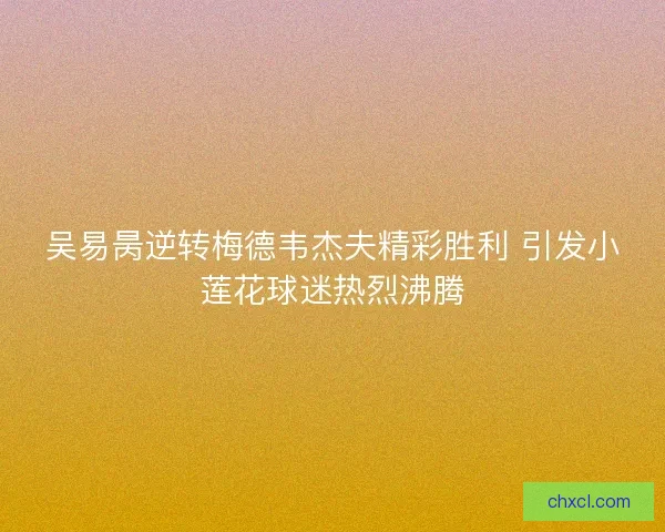 吴易昺逆转梅德韦杰夫精彩胜利 引发小莲花球迷热烈沸腾